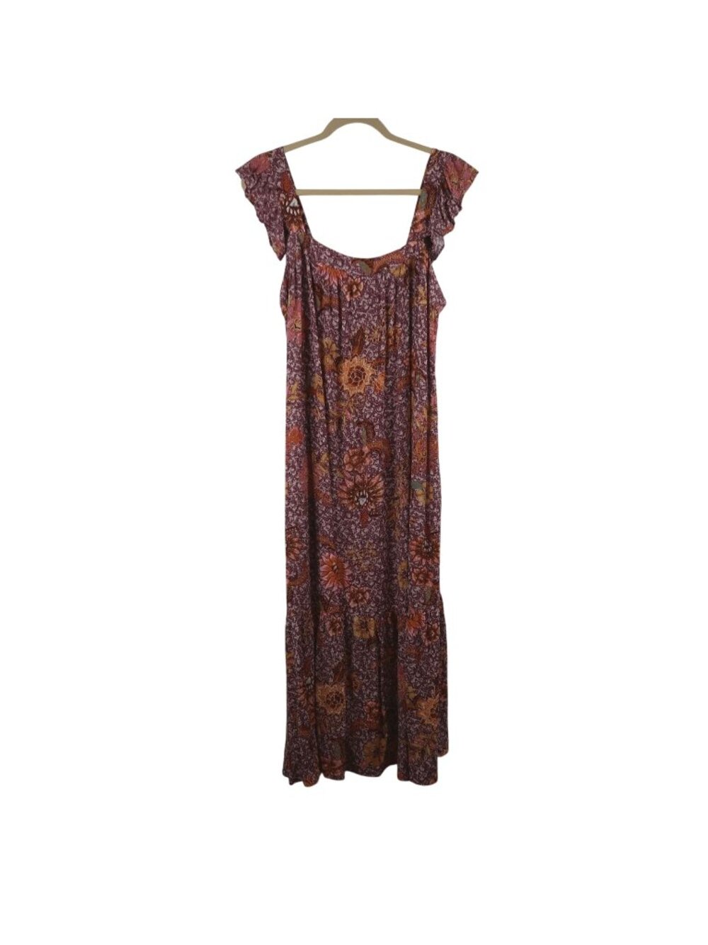 Knox Rose L Floral Boho Maxi Dress With Ruffle Sleeves Cottagecore